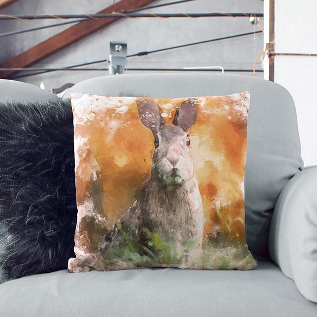 Hare in a Meadow in Abstract Cushion with Filling East Urban Home Backing Colour: Stone, Size: 55cm H x 55cm W x 20cm D on Productcaster.