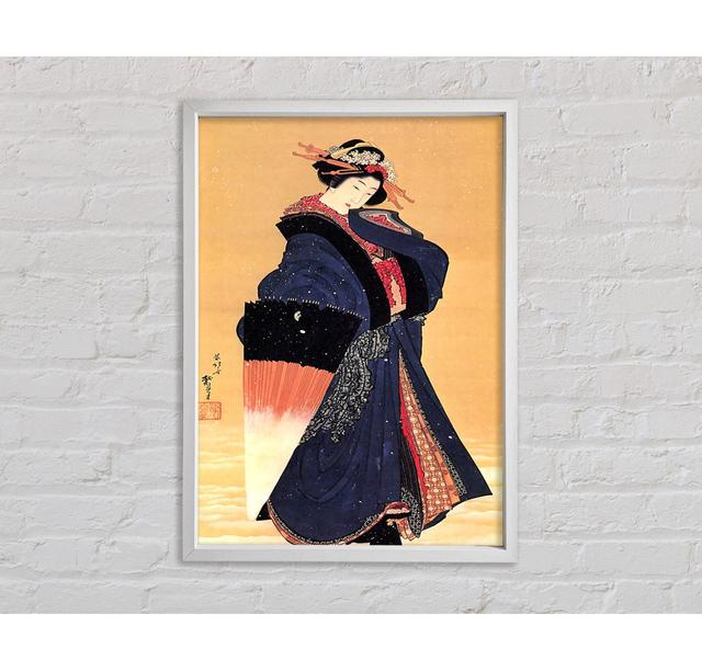 Hokusai Beauty With Umbrella In The Snow Framed Print Bright Star Size: 59.1cm H x 84.1cm W on Productcaster.