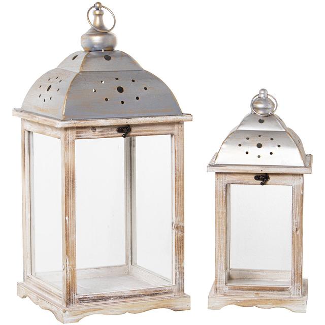 Set 4 Wood/Metal Lanterns (2 Sets Of 2 Units.) Ivy Bronx on Productcaster.