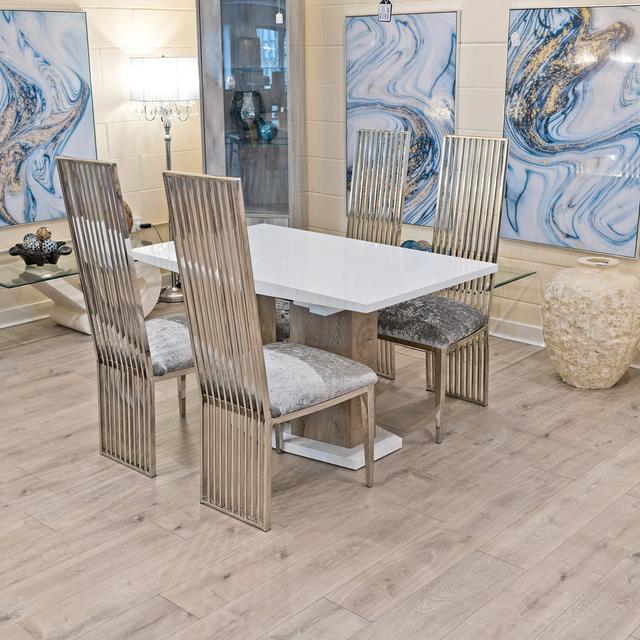 Spiker Butterfly Leaf Dining Set Canora Grey Colour (Chair): Silver on Productcaster.