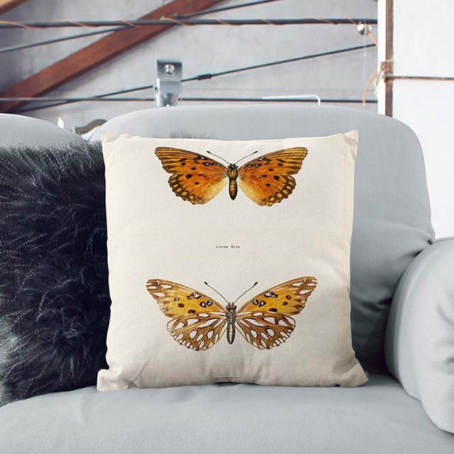 Gulf Fritillary Butterfly by S.F. Denton Cushion with Filling East Urban Home Size: 40cm H x 40cm W x 15cm D on Productcaster.