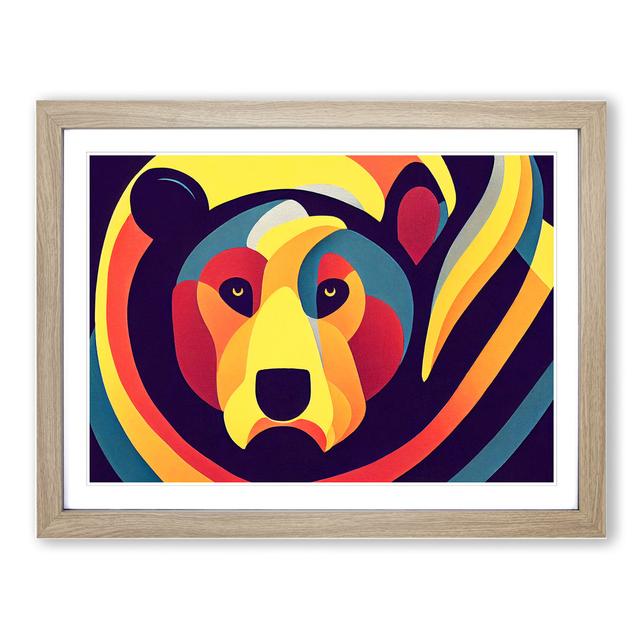 Bear Art Deco Style - Picture Frame Graphic Art Latitude Run Frame Colour: Oak, Size: 34cm H x 46cm W x 2cm D on Productcaster.