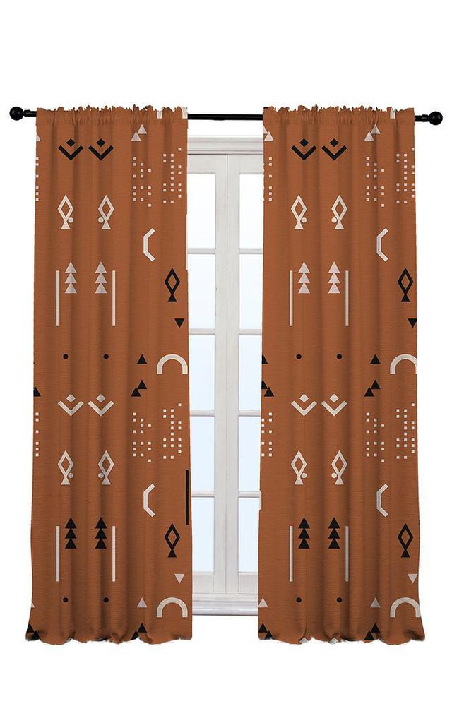 Arawn Semi Sheer Curtains (Set of 2) Bloomsbury Market Colour: Brick, Panel Size: 140 x 225cm on Productcaster.