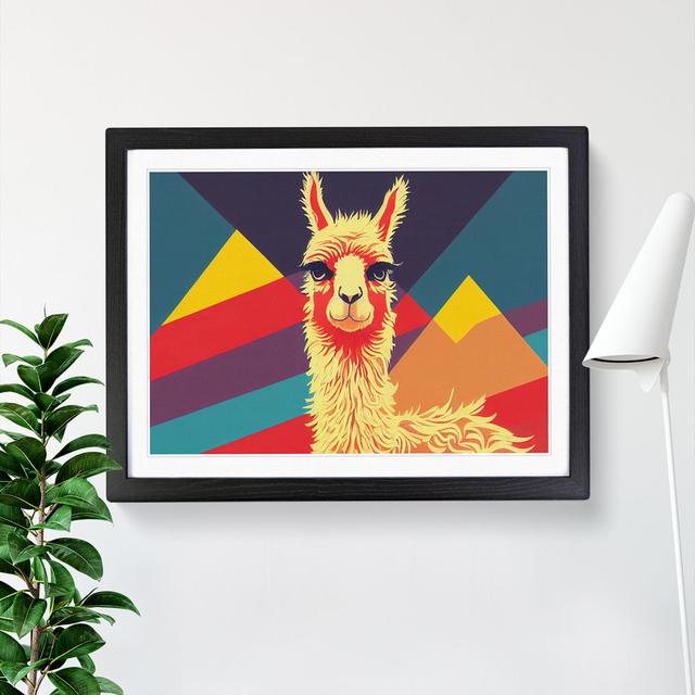 Retro Llama - Single Picture Frame Print 17 Stories Size: 25cm H x 34cm W x 2cm D, Frame Colour: Black Framed on Productcaster.