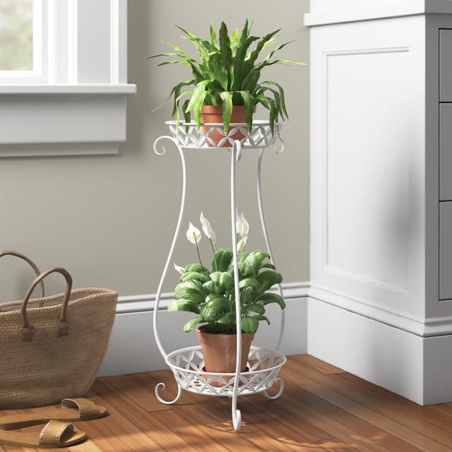 Berwick Round Etagere Plant Stand Three Posts Colour: White on Productcaster.