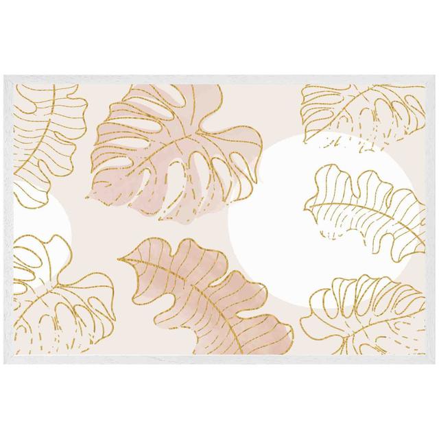 Dalessandro Botanical Leaves Line Art and Watercolour - Art Prints Bay Isle Home Frame Colour: White, Size: 31cm H x 46cm W x 4cm D on Productcaster.