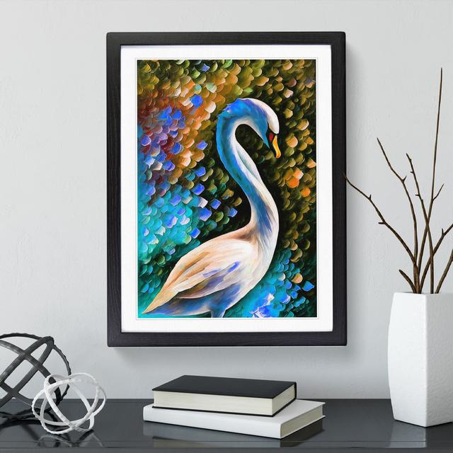 Swan Portrait No.5 - Picture Frame Painting Marlow Home Co. Size: 64cm H x 46cm W x 2cm D, Frame Colour: Black Framed on Productcaster.