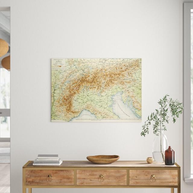 Old Map of the Alps - Painting Print East Urban Home Size: 50 cm H x 70 cm W x 0.2 cm D, Format: Unframed Paper on Productcaster.