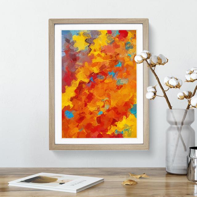 Flaming Skies Abstract - Single Picture Frame Painting Metro Lane Frame Colour: Oak, Size: 64cm H x 46cm W x 2cm D on Productcaster.