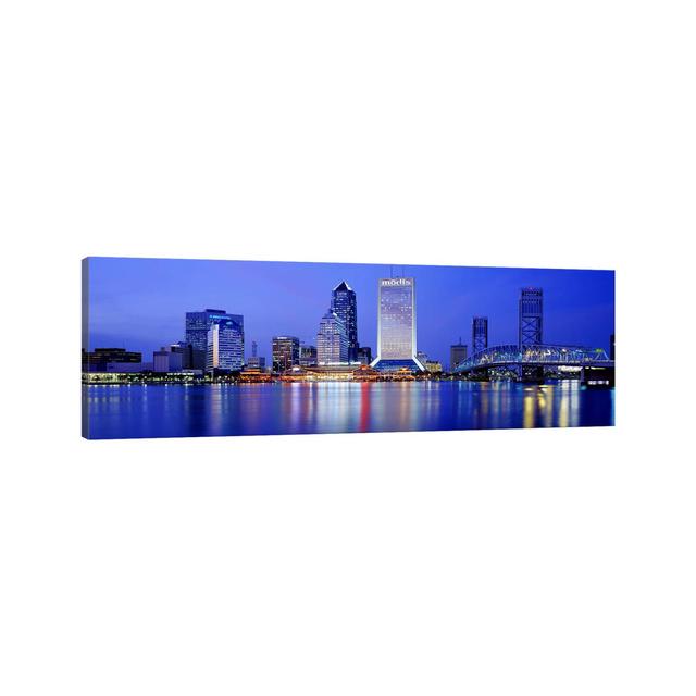 Night, Jacksonville, Florida, USA - Wrapped Canvas Panoramic Print Ebern Designs Size: 30.48cm H x 91.44cm W x 1.91cm D on Productcaster.