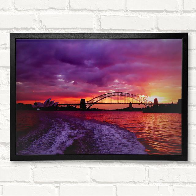 Speed Boat Trails Over The Red Ocean Framed Print House of Hampton Size: 29.7cm H x 42cm W on Productcaster.