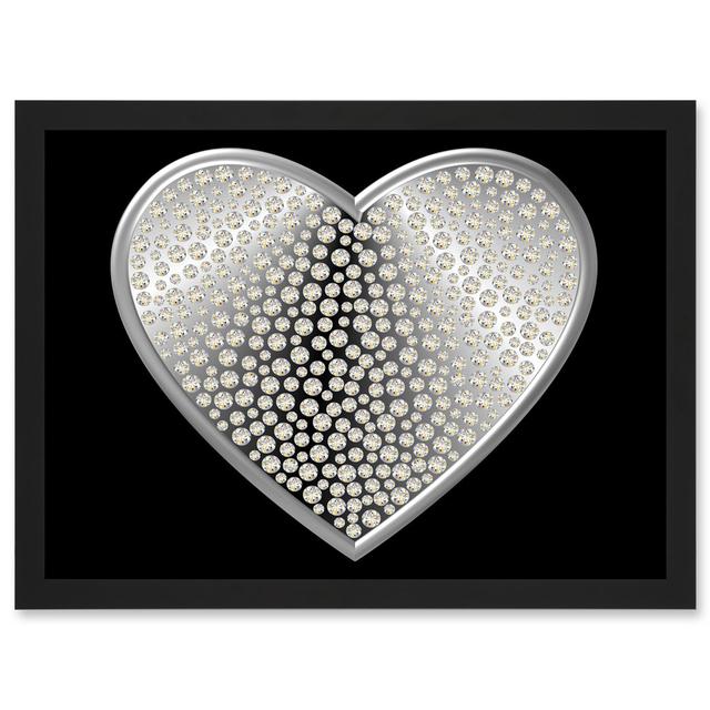 Diamond Heart Silver Bling Art A4 Artwork Framed Wall Art Print Ebern Designs on Productcaster.