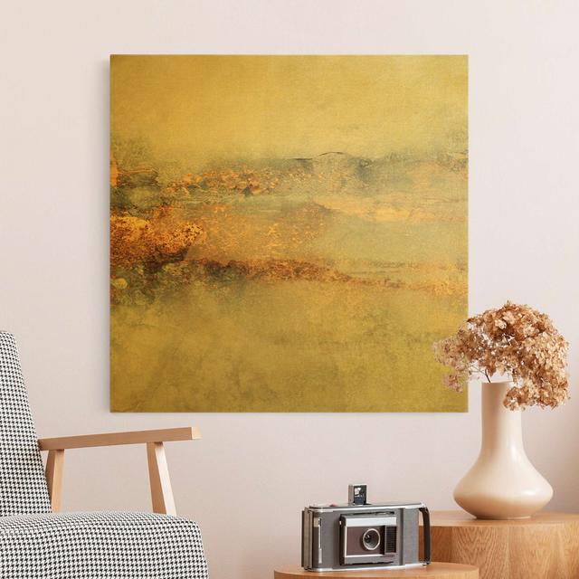 Elisabeth Fredriksson - Gold - Wrapped Canvas Graphic Art Canora Grey Size: 50cm H x 50cm W, Format: 435g/m² canvas gold, Colour: Gold on Productcaster.