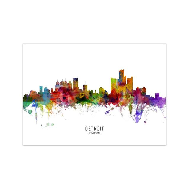 Detroit Michigan Skyline by Michael Tompsett - Graphic Art Ebern Designs Format: Unframed, Size: 60cm H x 84cm W x 1cm D on Productcaster.