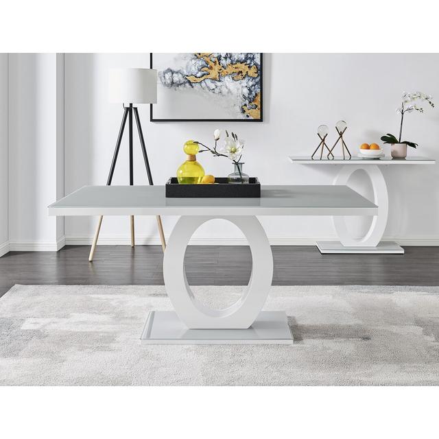 Halo Rectangular Dining Table High Gloss - Modern Statement Design Canora Grey Size: H76 x L90 x W160cm on Productcaster.