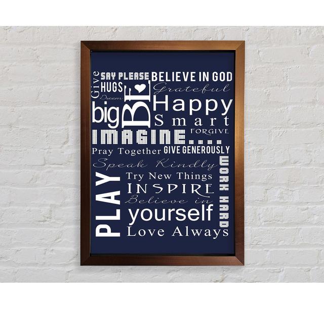 Home Quote Family Rules Be Happy Love Always Framed Print Happy Larry Format: Bronze, Colour: White, Size: 59.7cm H x 42cm W x 3.4cm D on Productcaster.