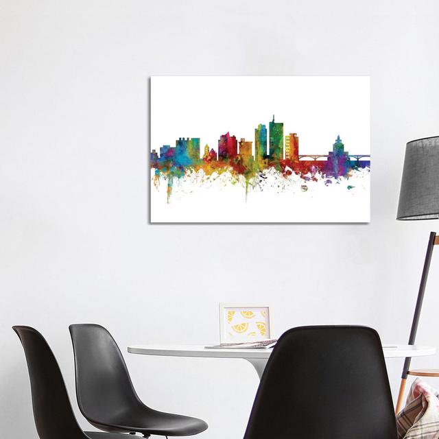 Cedar, Rapids Iowa Skyline by Michael Tompsett - Wrapped Canvas Art Prints Latitude Run Size: 66.04cm H x 101.6cm W x 3.81cm D on Productcaster.