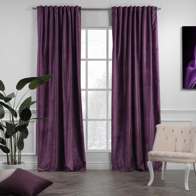 100% Blackout Extra Long & Extra Wide Luxury Matte Velvet Single Curtain Panel Lilijan Home & Curtain Farbe: Charcoal, Paneel-Größe: 245 H x 140 B cm on Productcaster.