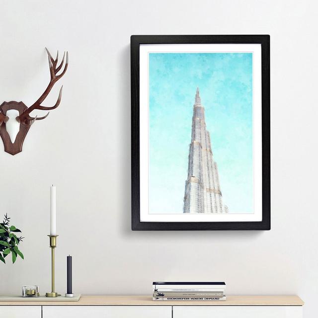 Point of the Burj Khalifa in Dubai - Picture Frame Graphic Art Print East Urban Home Size: 63cm H x 45cm W x 2cm D, Frame Option: Black Framed on Productcaster.