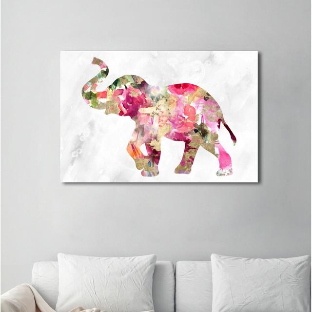 Elephant Floral by Oliver Gal - Wrapped Canvas Graphic Art Print East Urban Home Size: 102cm H x 152cm W x 5cm D on Productcaster.