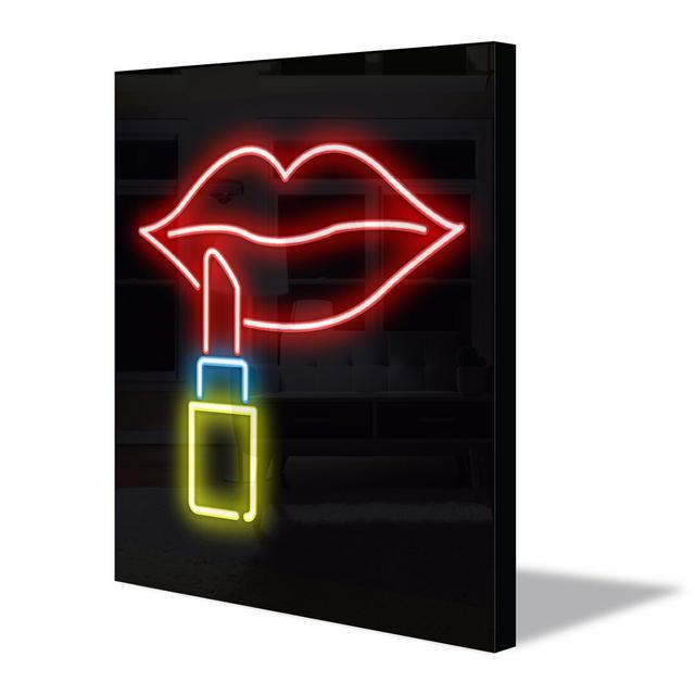 Lips And Lipstick LED Neon Sign Wall Décor Happy Larry on Productcaster.