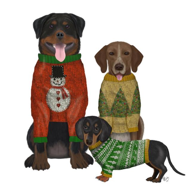 Christmas Des Ugly Christmas Sweater Competition by Fab Funky - Wrapped Canvas Graphic Art Print Maturi Size: 51cm H x 51cm W on Productcaster.