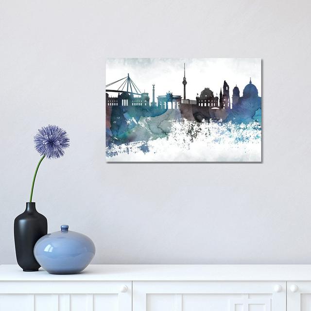 Berlin Bluish Skyline by WallDecorAddict - Wrapped Canvas Painting Latitude Run Size: 30.48cm H x 45.72cm W x 1.9cm D on Productcaster.