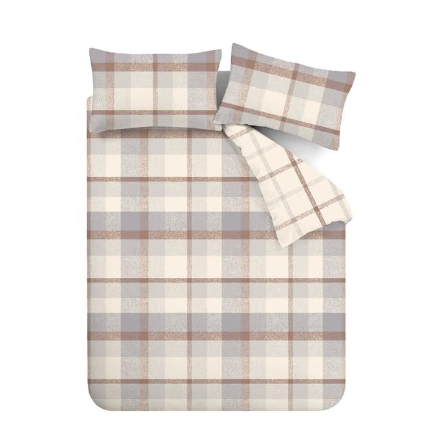 100% Cotton Reversible Duvet Cover Set Style Sisters Size: Double Duvet Cover + 2 Standard Pillowcases, Pattern: Checkered, Colour: Natural on Productcaster.