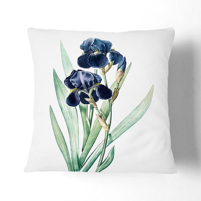 German Iris Flowers by Pierre-Joseph Redoute Cushion with Filling East Urban Home Backing Colour: Stone, Size: 40cm H x 40cm W x 15cm D on Productcaster.