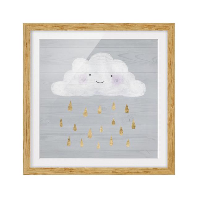 Cloud with Golden Raindrops - Picture Frame Painting Zoomie Kids Frame Option: Brown Framed, Size: 50cm H x 50cm W x 2cm D on Productcaster.