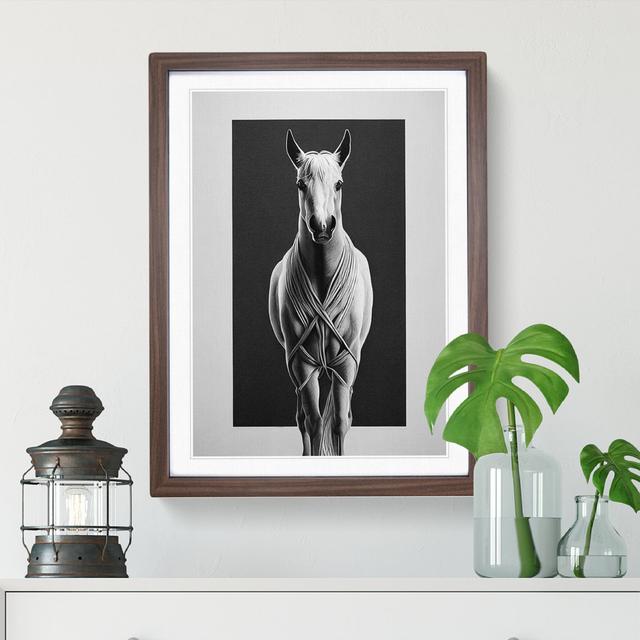 Monochrome Horse No.1 - Single Picture Frame Painting Alpen Home Size: 34cm H x 25cm W x 2cm D, Frame Colour: Walnut on Productcaster.