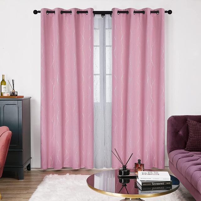 Senath Dotted Line Foil Printed Room Darkening Thermal Curtains (Set of 2) Metro Lane Colour: Pink, Panel Size: 132cm W x 214cm D on Productcaster.