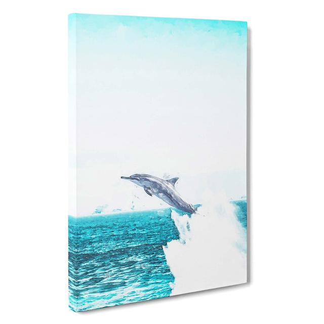 Jumping Dolphin - Wrapped Canvas Painting Print East Urban Home Size: 50cm H x 35cm W x 3cm D on Productcaster.