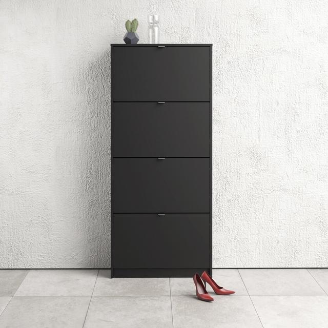 12 Pair Stackable Shoe Storage Cabinet Ebern Designs Colour: Matte Black on Productcaster.