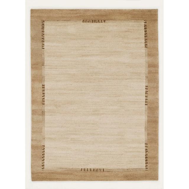 Hand Knotted Beige Rug Ebern Designs Rug Size: Rectangular 90 x 160 cm on Productcaster.