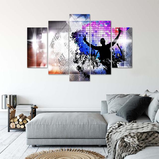 5 piece canvas print, pop art dance Ivy Bronx Size: 100cm H x 200cm W on Productcaster.