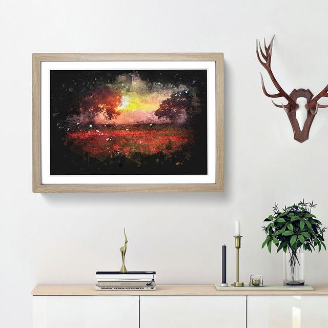 Poppy Meadow Paint Splash - Picture Frame Graphic Art Print East Urban Home Size: 45cm H x 63cm W x 2cm D, Frame Option: Oak Framed on Productcaster.