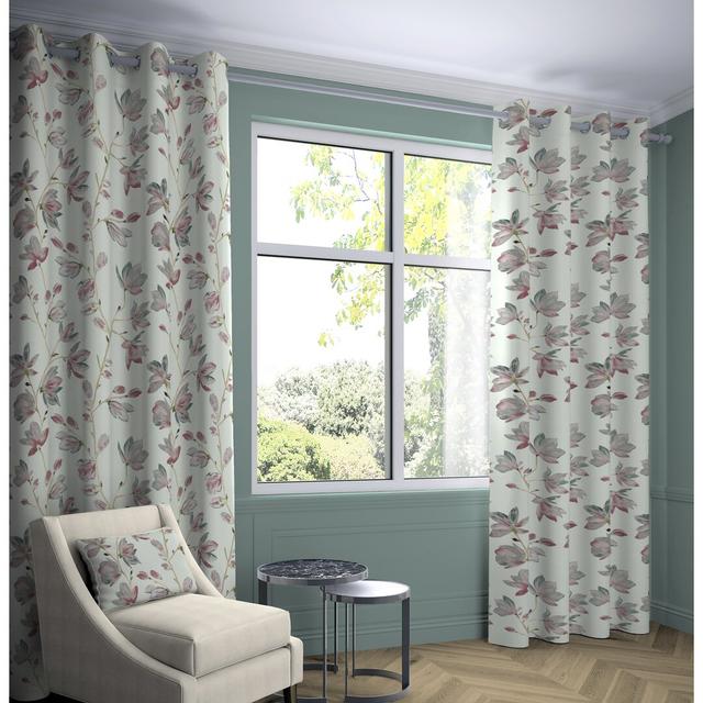 Pulaski Magnolia Tailored Eyelet Curtains (Set of 2) Fleur De Lis Living Light Filtration: Blackout, Panel Size: Width 228 x Drop 182 cm on Productcaster.