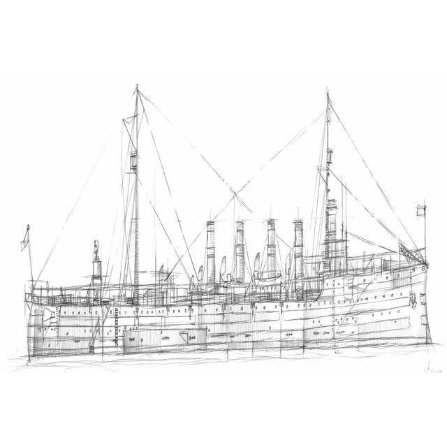 Navy Light Cruiser Sketch by Ethan Harper - Wrapped Canvas Art Prints Longshore Tides Size: 30cm H x 46cm W on Productcaster.