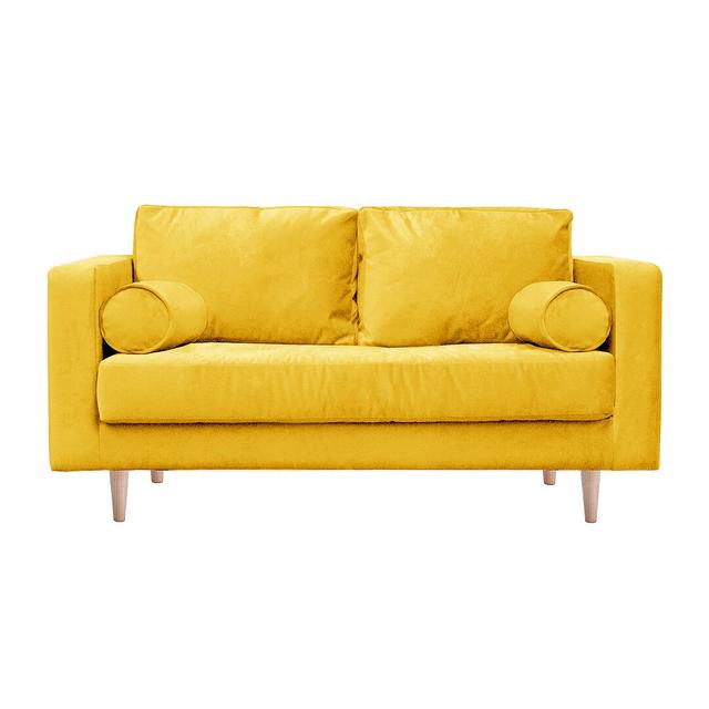 Zweiersofa Boubacar Brayden Studio Beinfarbe: Naturbelassen, Polsterfarbe: Zitronengelb on Productcaster.