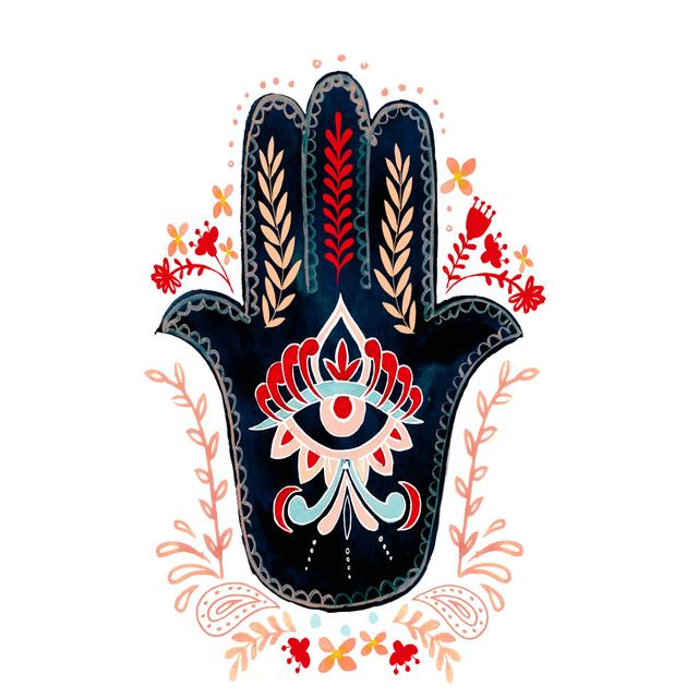 Folk Hand Hamsa II Latitude Vive Size: 76cm H x 51cm W on Productcaster.