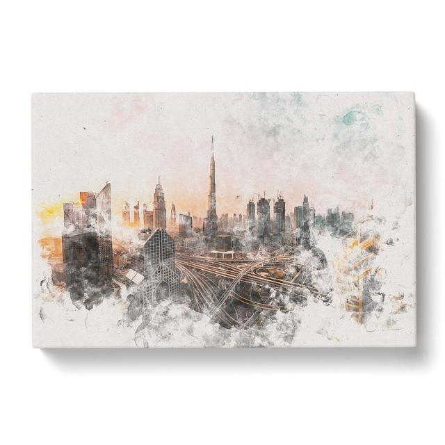 Burj Khalifa Dubai Skyline - Wrapped Canvas Graphic Art Print East Urban Home Size: 40cm H x 60cm W x 3cm D on Productcaster.