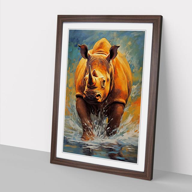 Rhino Expressionism - Single Picture Frame Art Prints on Wood Alpen Home Format: Walnut Framed, Size: 34cm H x 25cm W x 2cm D on Productcaster.