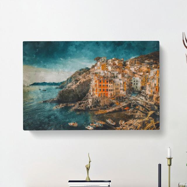 Riomaggiore Cinque Terre in Italy - Wrapped Canvas Painting Print East Urban Home Size: 50cm H x 76cm W x 3cm D on Productcaster.