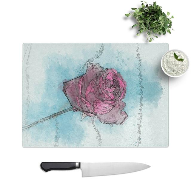 Glass Fuscia Pink Dying Rose in Abstract Chopping Board East Urban Home Size: 28.5 cm W x 20 cm L on Productcaster.