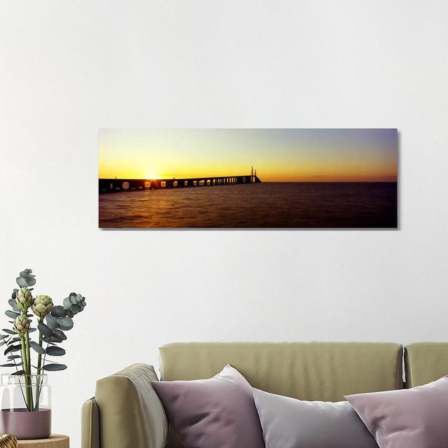 Bridge At Sunrise, Sunshine Skyway Bridge, Tampa Bay, St. Petersburg, Pinellas County, Florida, USA Highland Dunes Size: 40.64cm H x 121.92cm W x 3.81 on Productcaster.