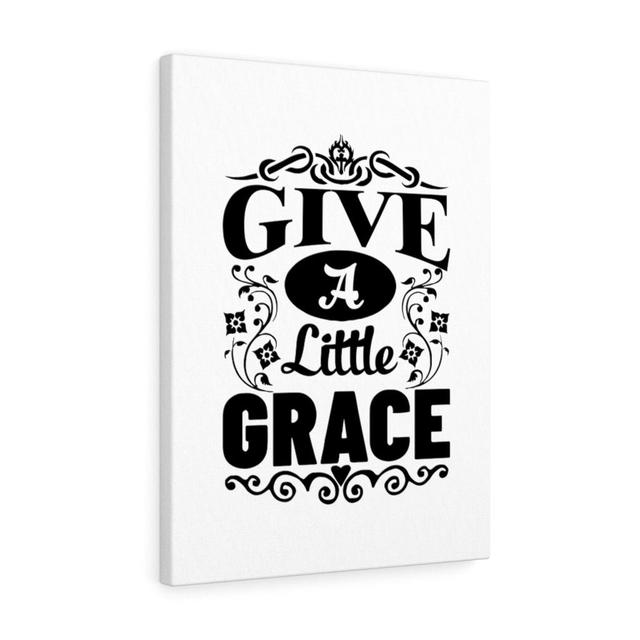 Give a Little Grace Fancy - Wrapped Canvas Typography Blue Elephant Size: 41cm H x 30cm W on Productcaster.