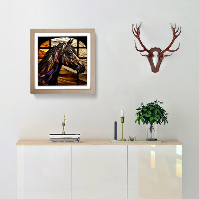 Horse Stained Glass Effect - Single Picture Frame Print on Wood Brambly Cottage Frame Colour: Oak on Productcaster.