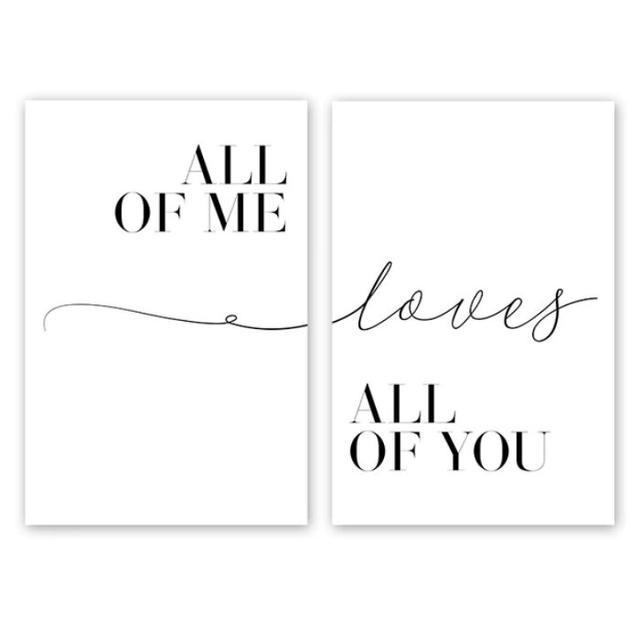 All of Me - 2 Piece Picture Frame Graphic Art Print Set on Paper Clock Canvas Frame Option: Black Framed, Size: 70cm H x 100cm W x 3cm D on Productcaster.