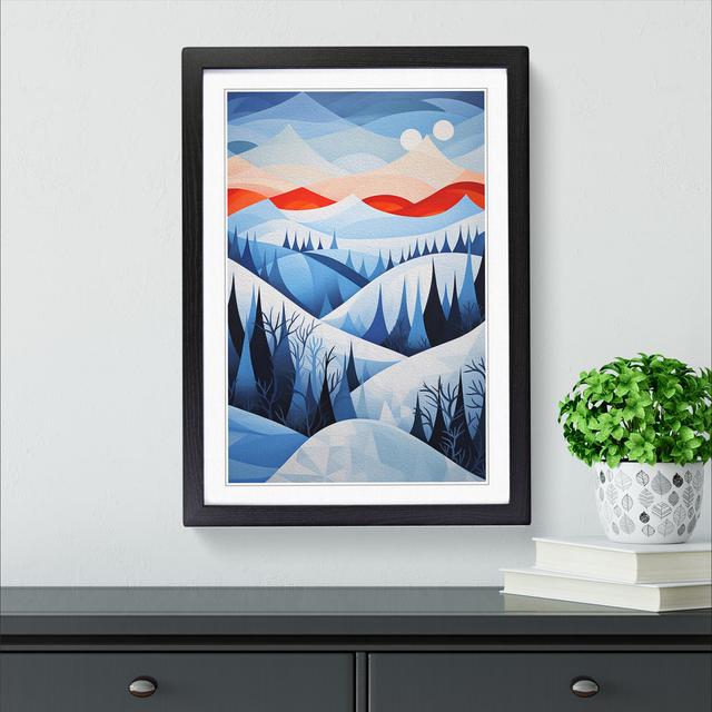 Winter Landscape Geometric - Single Picture Frame Print on Wood Alpen Home Frame Colour: Black, Size: 46cm H x 34cm W x 2cm D on Productcaster.